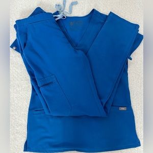 Royal Blue Yola Skinny Scrub Pants XXS Royal Blue Casma Three-Pocket Scrub Top